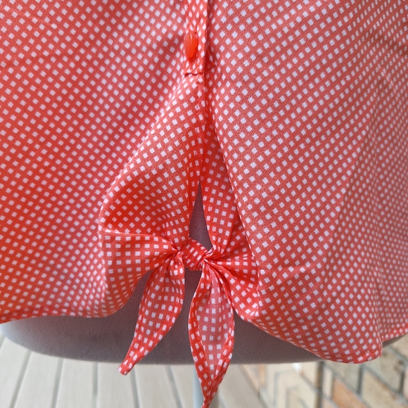 ANN TAYLOT LOFT Pink/Coral Cap Sleeve Button Down Blouse, Medium, Never Worn - Picture 7 of 8